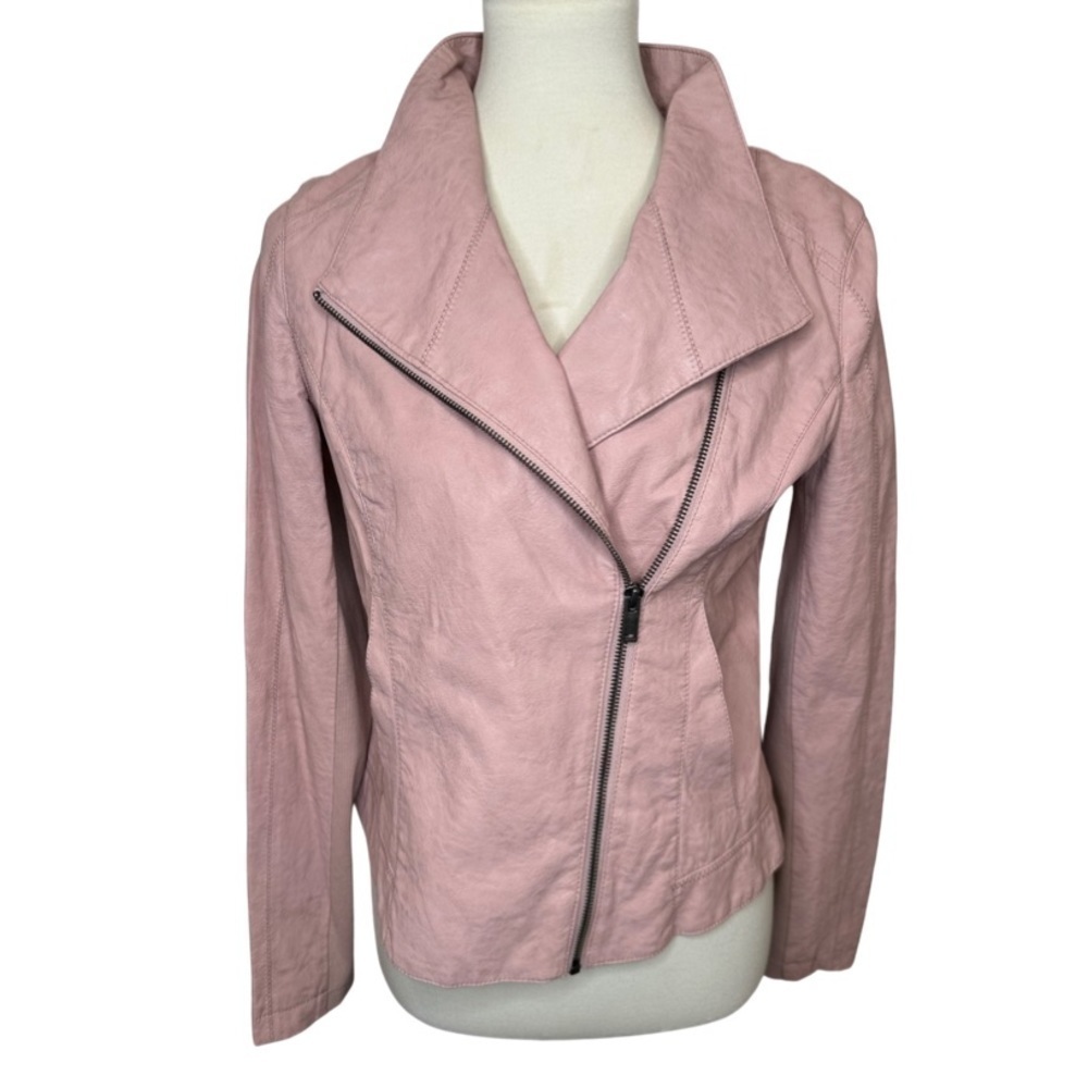Anthropologie faux leather jacket in adorable dusty rose - Picture 4 of 14